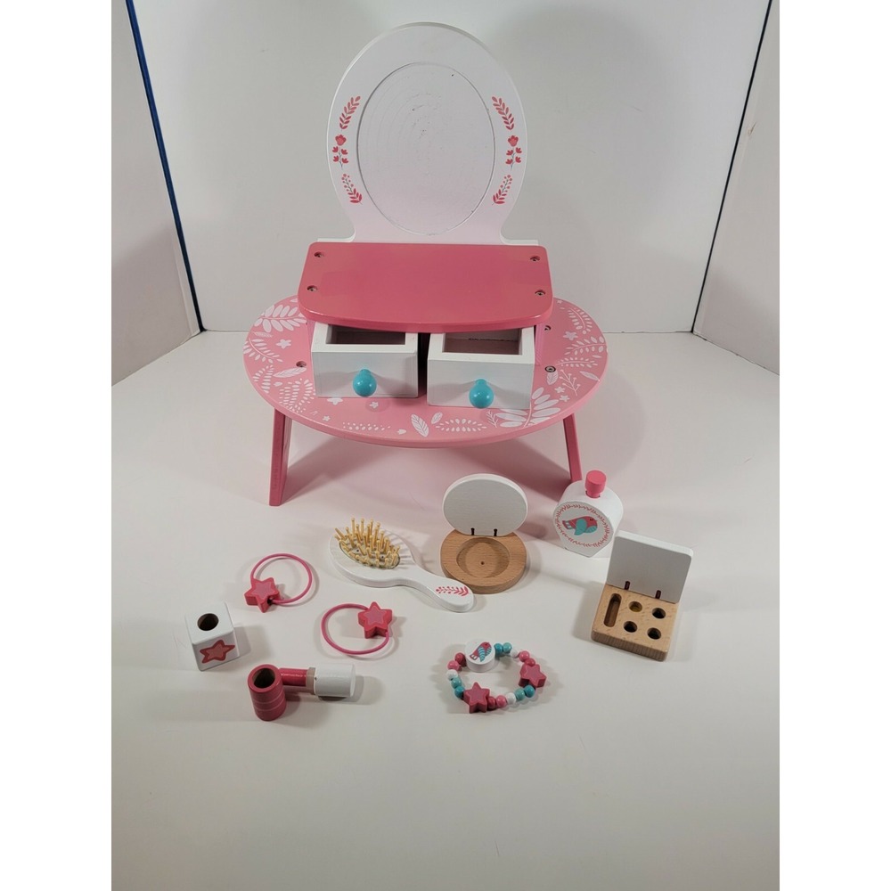 Toy Chest NYC Wooden Play Set Tabletop Dresser Makeup Station Vanity 10pcs
